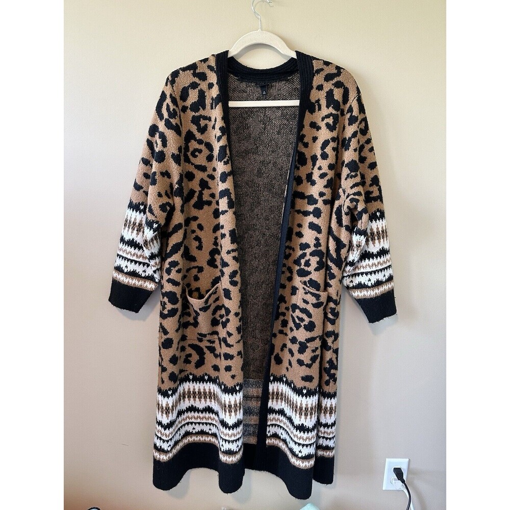 Torrid Leopard Duster Cardigan Sweater Stretch Soft Jacket Coat Size 3X